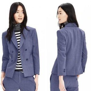 Banana Republic chambray color double breasted wool blazer / jacket petite 00